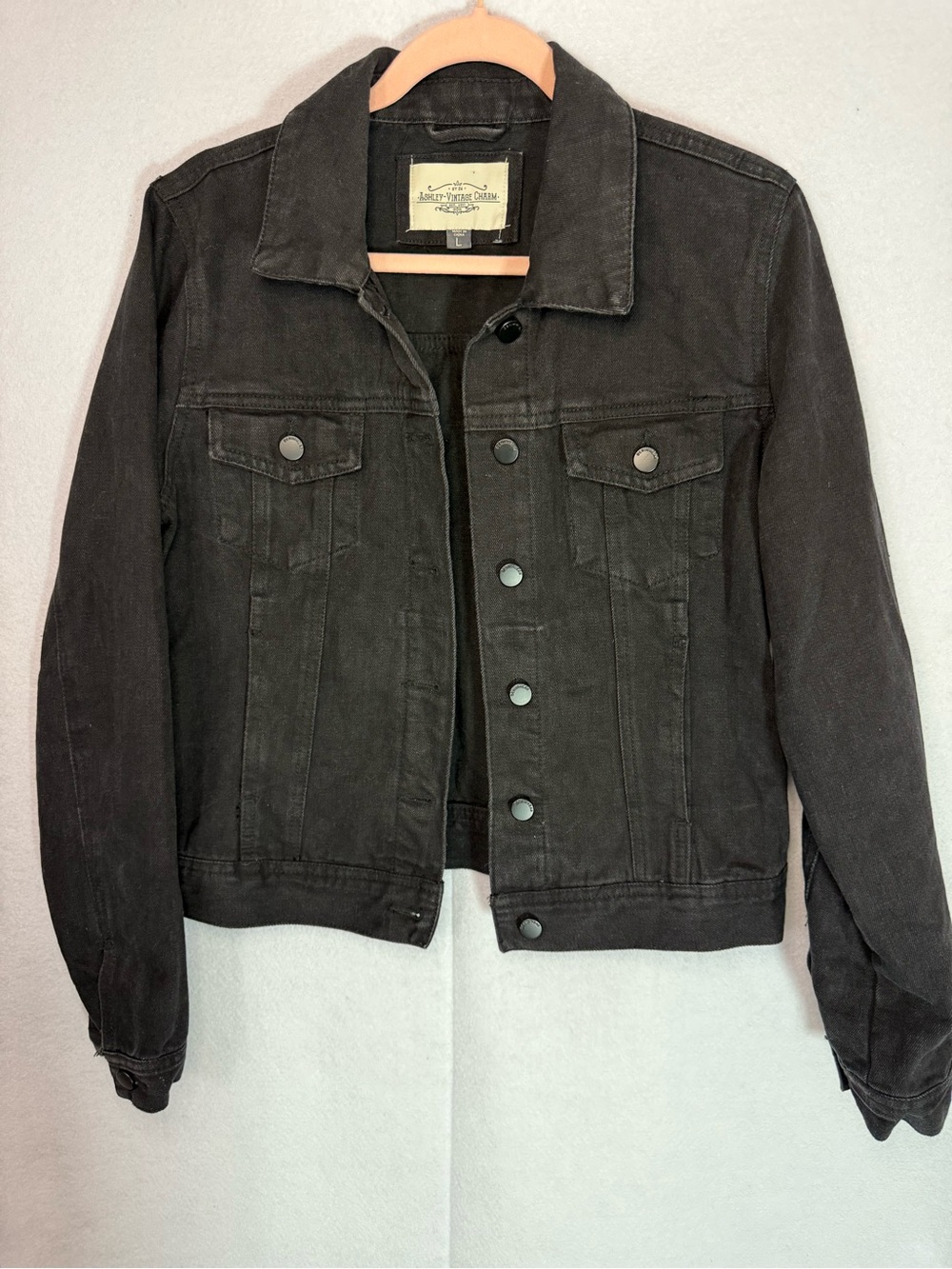 Ashley Vintage Charm Black Denim Jacket- Size L